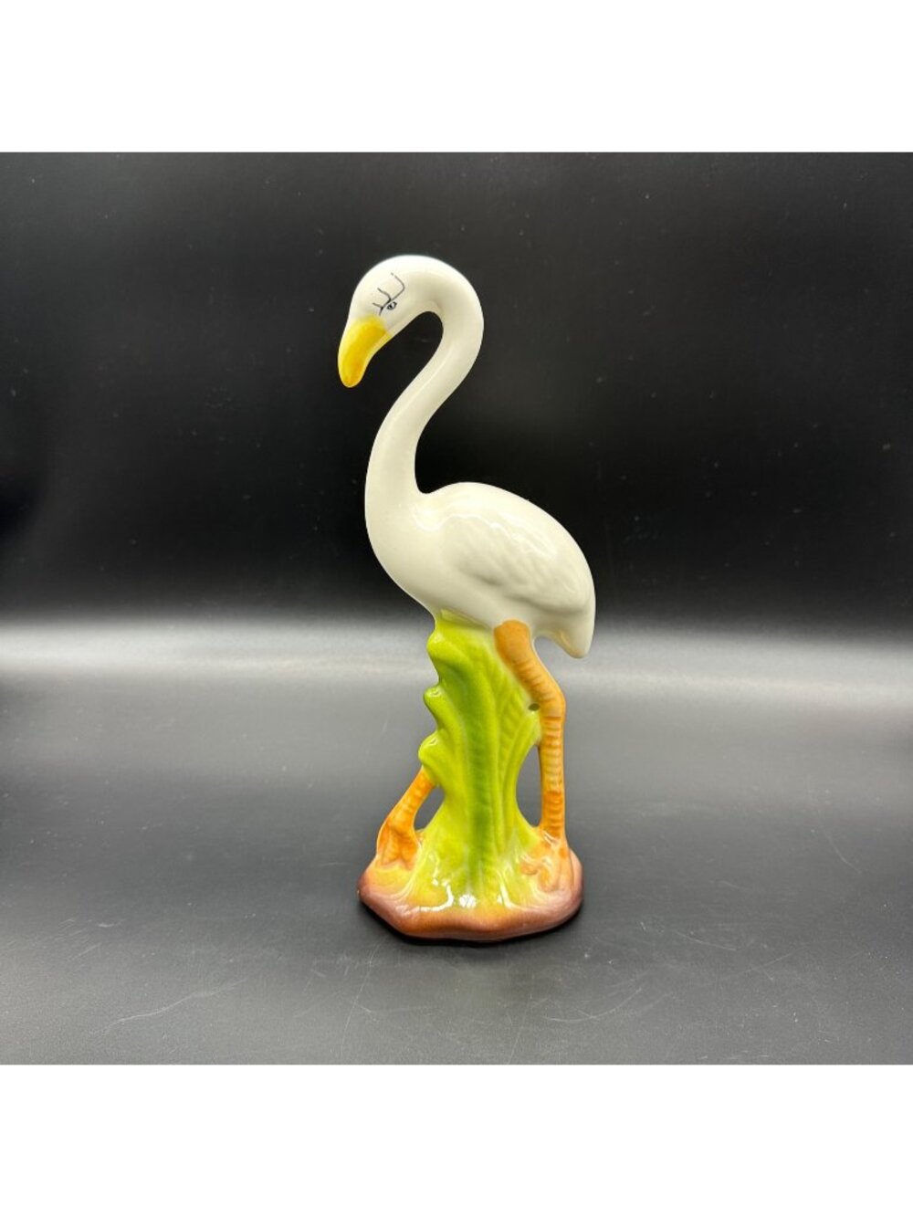 Vintage Flamingo Figurine Crane Bird 1950s Kitschy Home Shelf Decor Nautical